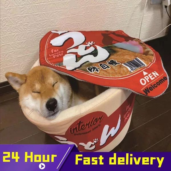 

kennels & pens cute instant noodle pet dog cat house bed kennel super large warm nest beds cushion udon cup cozy