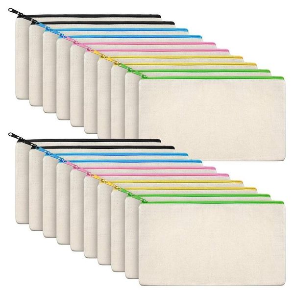 

canvas bag zipper pen diy for travel handicraft school, color (20 pcs) pencil bags