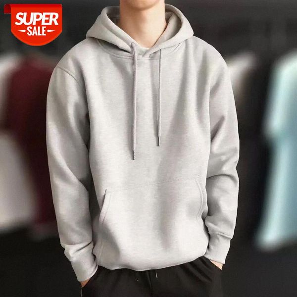 

fall/winter pullover sweater men's sports hooded casual plus velvet blank jacket #xk3k, Black