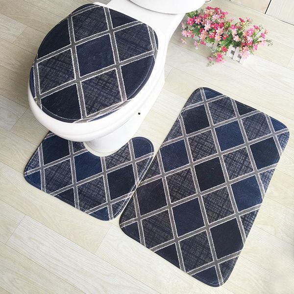 

bath mats 3 pcs/set classic square toilet mat u shape closestool food pads lid cover bathroom rectangle non-slip carpet flannel rug
