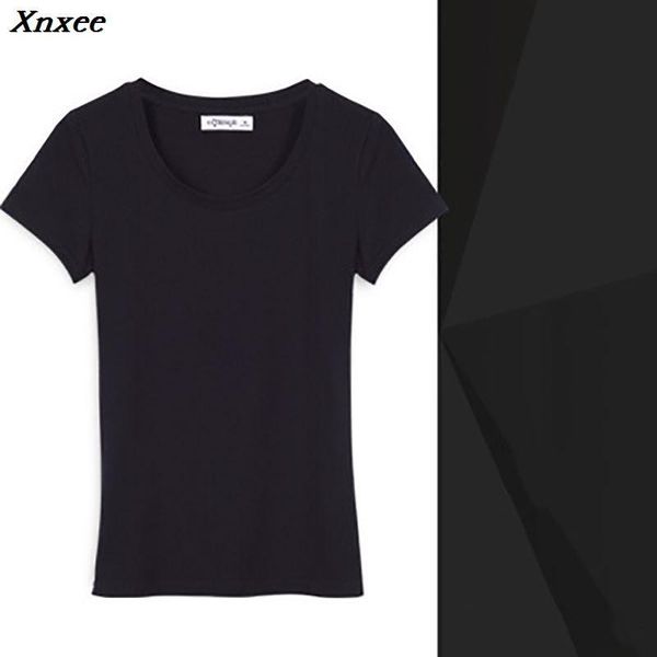 

women's t-shirt 14 color vintage plain women cotton elastic basic female casual plus size short sleeve & tees 4xl 5xl, White