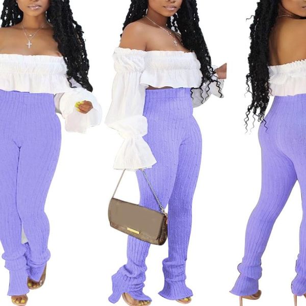 

women high waist skinny pencil pants cable knit solid split sweatpants leggings women's & capris, Black;white