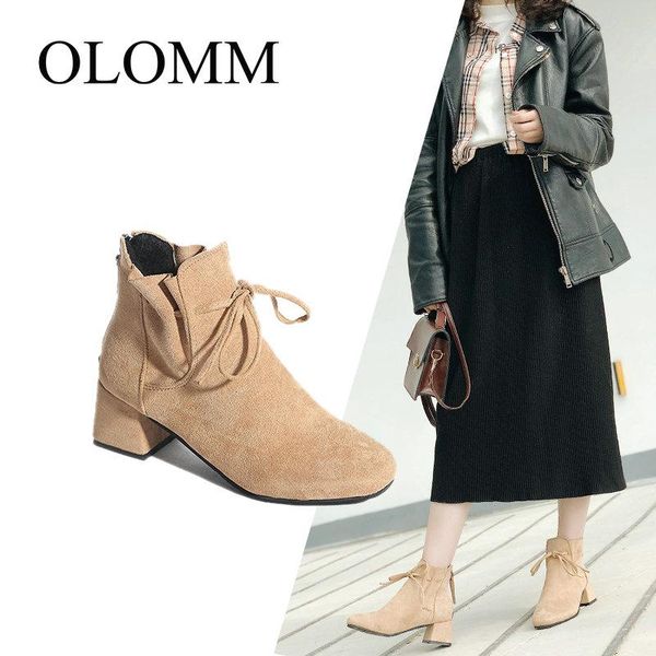 

boots olomm brand women's and ankle winter spring plush fur warm with pu leather fashion shoes td-179, Black