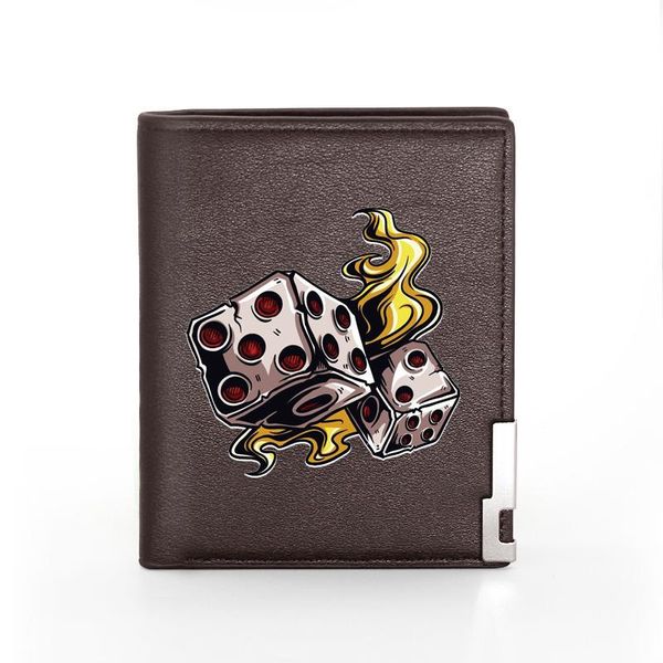 

personality funny dice printing pu leather wallet men bifold holder boy short purse male wallets, Red;black