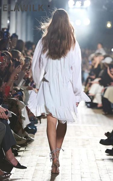 

casual dresses runway for women 2021 autumn fake 2 piece white dress long sleeve loose irregular chiffon party, Black;gray