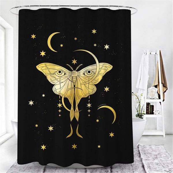 

shower curtains flower printed bathroom curtain set golden butterfly waterproof bath black background decor