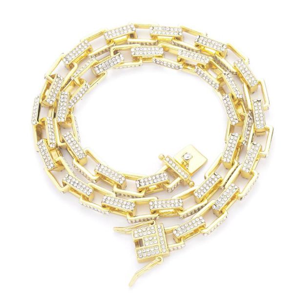 

hip hop 8mm square box chain personalized men's alloy diamond necklace, Silver
