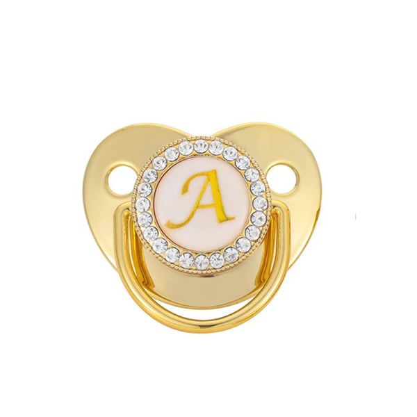 

pacifiers# name initial letters baby nipples born silicone pacifier bpa soother dummy 6-12m gold bling infant shower gift