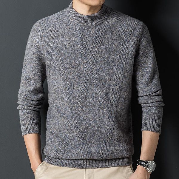 

men's sweaters 2021 male thick cashmere jumper winter & autumn o-neck 100% wool sweater man pullover long sleeve striped pure knitwear, White;black
