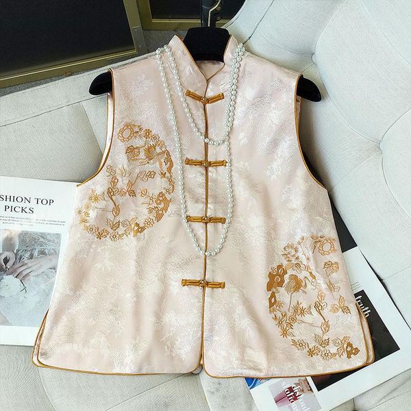 

ethnic clothing jacquard weave vintage chinese lady boutique vest waistcoat, Red