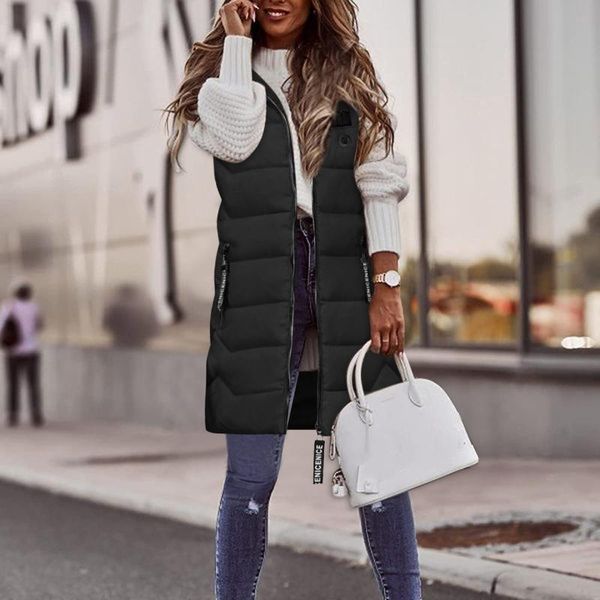 

women's down & parkas 2021 fashion waistcoat vest women solid color elegant sleeveless jackets thin and light autumn winter, Black
