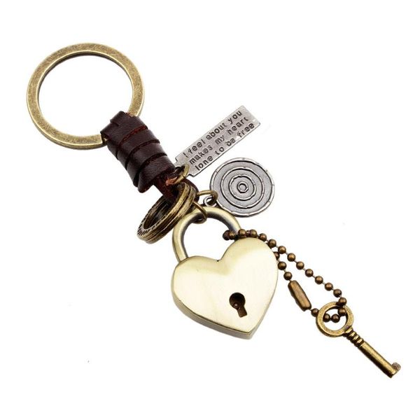 

keychains originality metal love buckle accessories man restore ancient ways cowhide punk key ring chain fur keychain keyring portachiavi, Silver