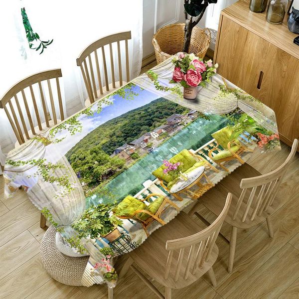 

customized size luxury 3d tablecloth waterproof coffee dinner party table cloth round rectangular cover linen pillowcase