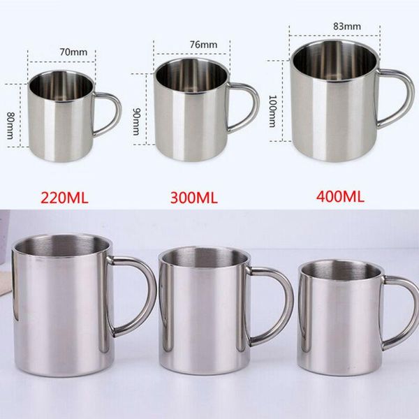

cups & saucers stainless steel coffee 220/300/400ml beer mug cup tea double wall camping drinking
