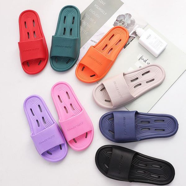 

bathroom hollowed-out women slippers couple indoor shoes eva flip flops summer non-slip quick-drying home bath shower, Black