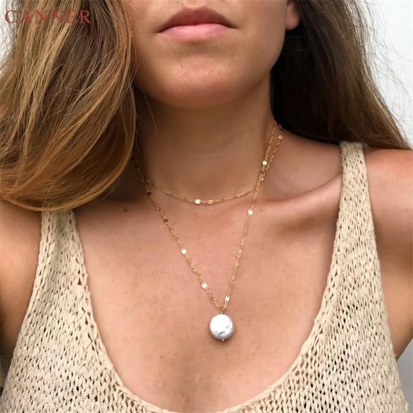 

pendant necklaces irregualr freshwater pearl necklace women gold color female chocker fashion jewelry gift collier femme c40, Silver