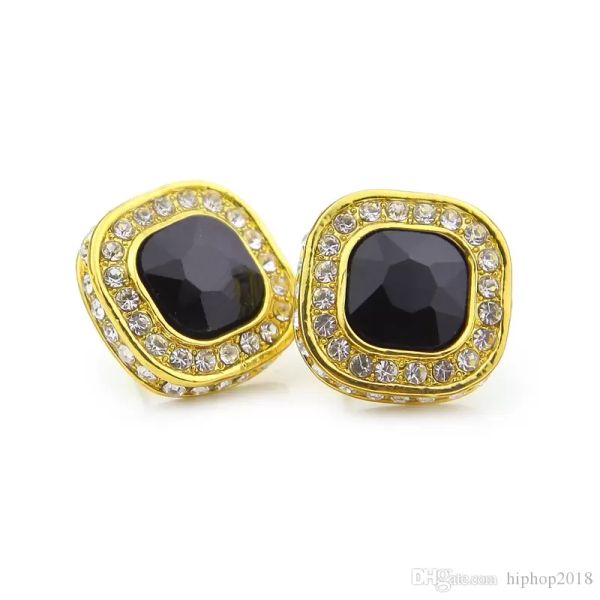 

mens hip hop stud earrings jewelry fashion gold silver iced out blue ruby earring, Golden;silver