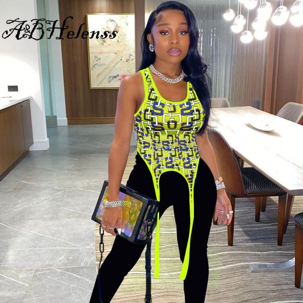 

a&bhelenss summer geometric pattern irregular t-shirt for women round neck sleeveless slim fit streetwear ladies tank tee women's tank, White