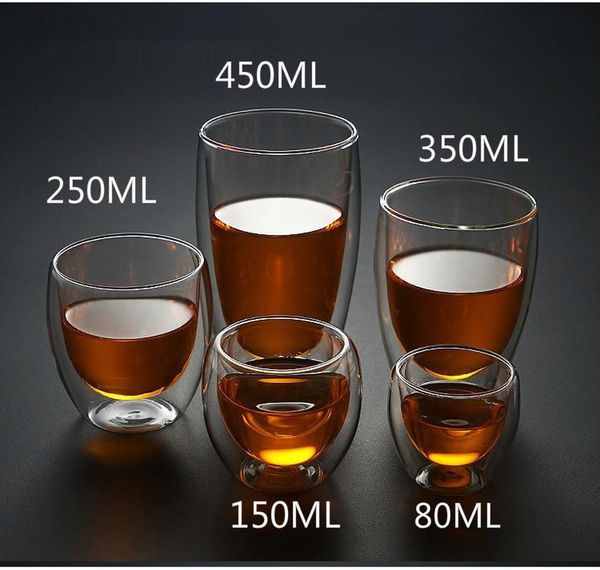 

wine glasses heat-resistant double wall glass cup 80/250/350/450ml beer coffee cups handmade healthy drink mug tea mugs transparent drinkwar