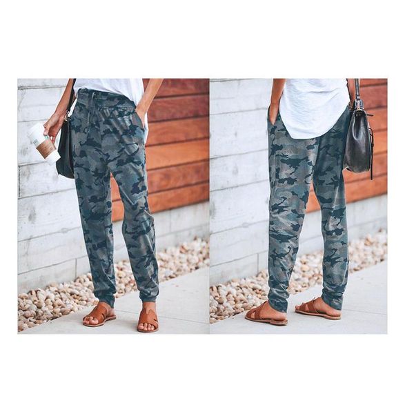 

women leisure summer slim long pants camouflage printing spring casual trousers women's & capris, Black;white