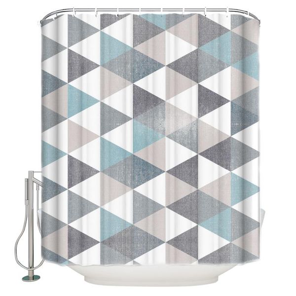 

shower curtains rhombus plaid retro curtain bathroom waterproof fabric toilet simple style decor