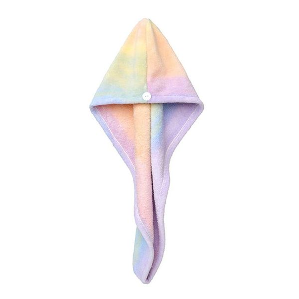 

towel women tie-dye rainbow colorful wrap coral velvet super absorbent quick hair dry hat bath shower turban cap y5jc