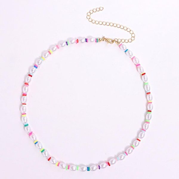 

chains artificial pearl necklace women beaded necklaces woman short chain jewelry party gold color trendy alloy naszyjnik, Silver