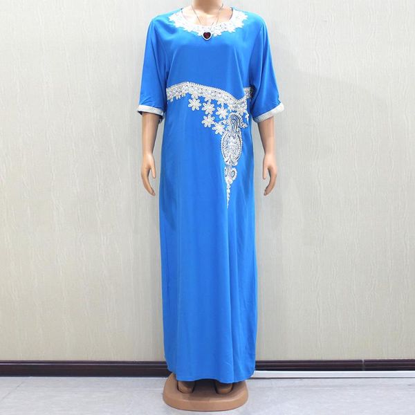 

nigerian maxi dresses for women pure color elegant embroidery beads pearl african long robe casual fashion loose ethnic clothin, Red