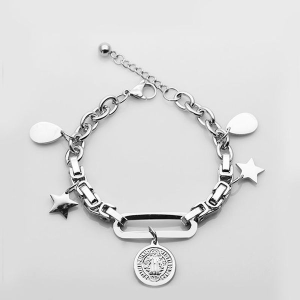 

link, chain titanium steel bracelet stainless fashion couple cross trend all-match ornaments, Black