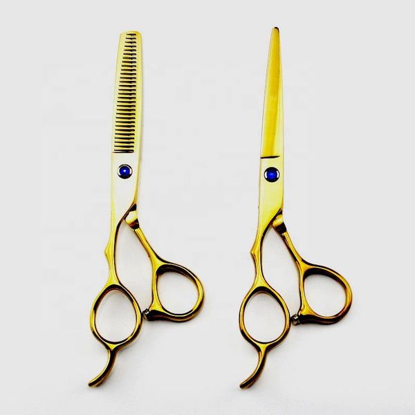 

hair scissors 6.0 inch golden left-handed cutting thinning blunt tip dressing
