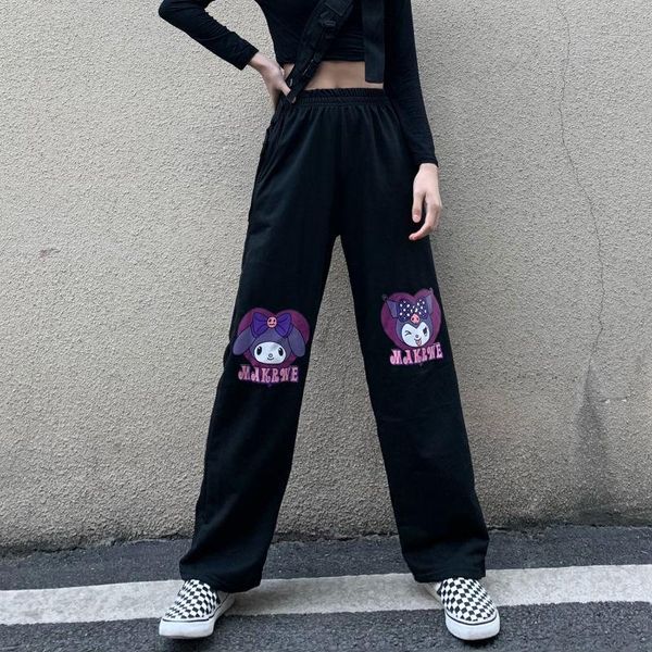 

women's pants & capris black cool amine women autumn cargo trousers streetwear cute loose harajuku fashion hip hop female high street, Black;white