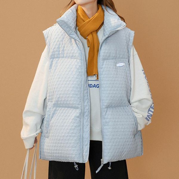 

women's vests legible 2021 sleeveless jacket women winter warm stand collar waistcoat teen girls, Black;white