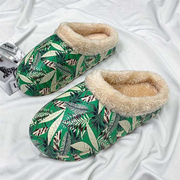 

winter women's cotton slippers home indoor warm shoes men's plush flat soft non-slip waterproof slides 211110, Black