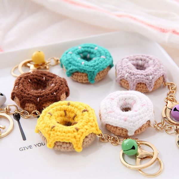 

cute yarn ball keychain pendant creative ornaments fruit handmade woven keychains car keyrings bag key holder for women girls dhl, Slivery;golden