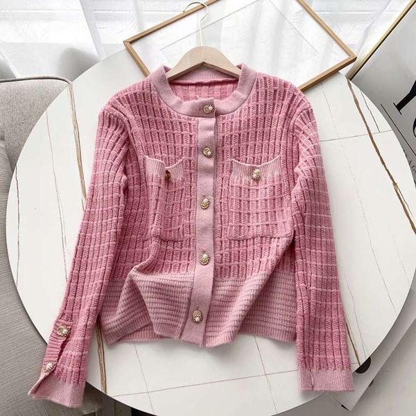 

jewelry cardigan women's autumn small fragrance round neck sweater, Black;brown