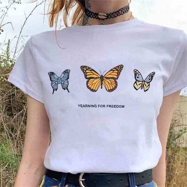 

summer hip hop yearning for om butterfly graphic vintage print punk 210512, White