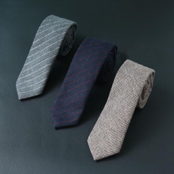 

bow ties 100% wool tie 7cm men's business grid stripe necktie mens white shirts fake designer accessories, Black;gray
