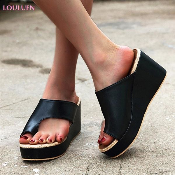 

sandals fashion women beach summer toepost platform wedges flip flops shoes slippers 36- 42 drop #0709, Black