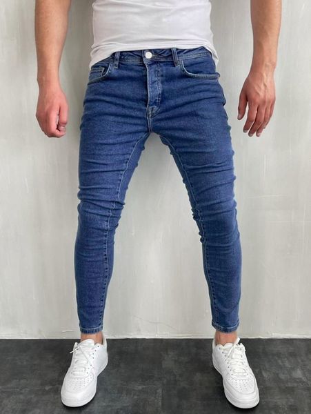 

men solid skinny jeans l18z#, Blue