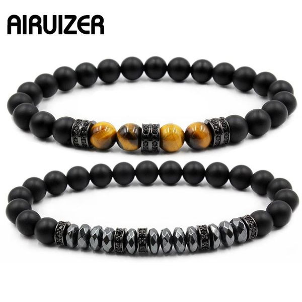 

charm bracelets 2021 fashion men's bracelet women pave cz 8mm matte beads with hematite bead diy for men jewelry, Golden;silver