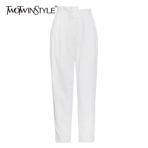 

solid pant for women high waist irregular full length pleated harem pants female spring fashion clothing 210521, Black;white