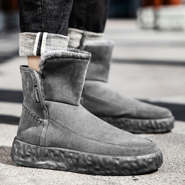 

boots men men's winter shoes fashion snow plus size sneakers ankle black grey