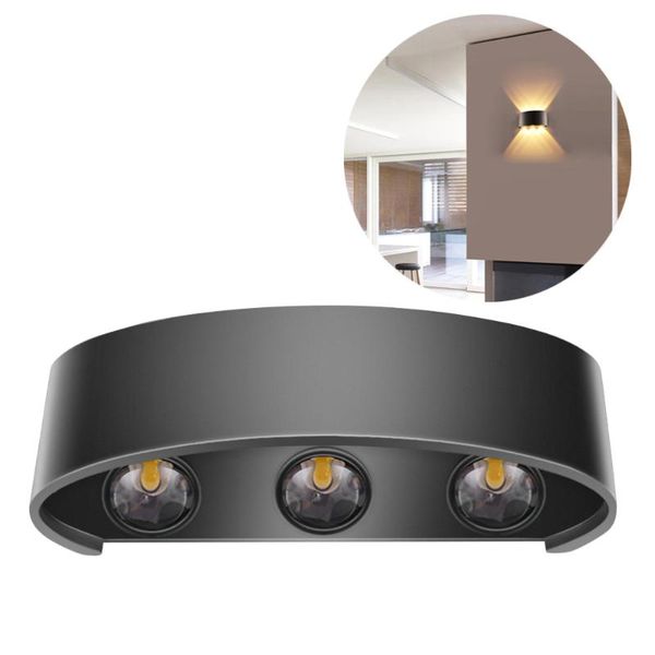 

wall lamp indoor damp proof arch for home (black warm white 6w)