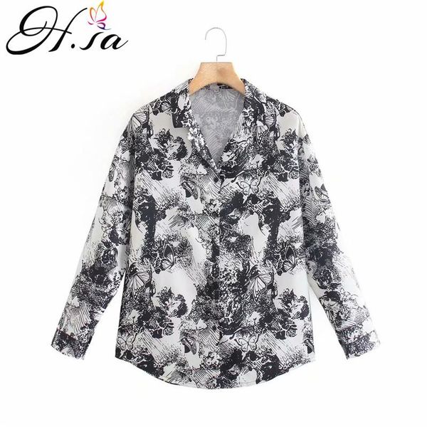 

women's blouses & shirts hsa autumn sweet slim chiffon blouse women ink painting korea and cardigan print floral blusas, White