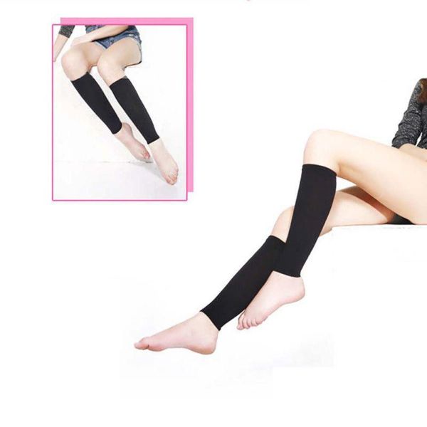 

sports socks relieve leg calf sleeve varicose vein circulation compression elastic stocking support 1 pair outdoor, Black