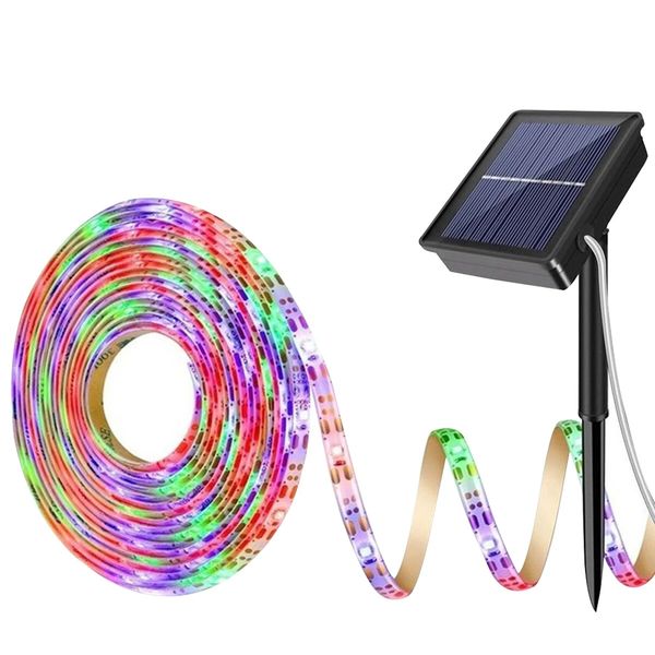 

solar power rgb light strip 2835 led ip65 waterproof outdoor garden home decor - 1m