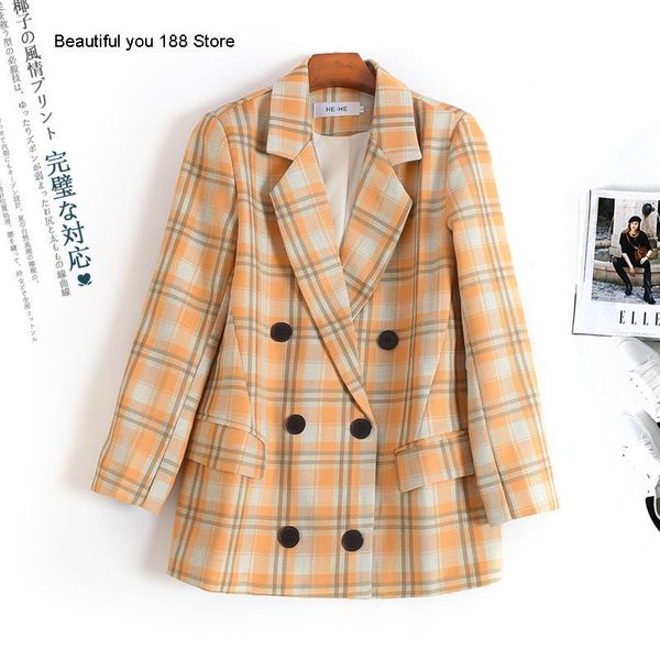 

high-end women's double-breasted short plaid suit coat men's suits & blazers, White;black