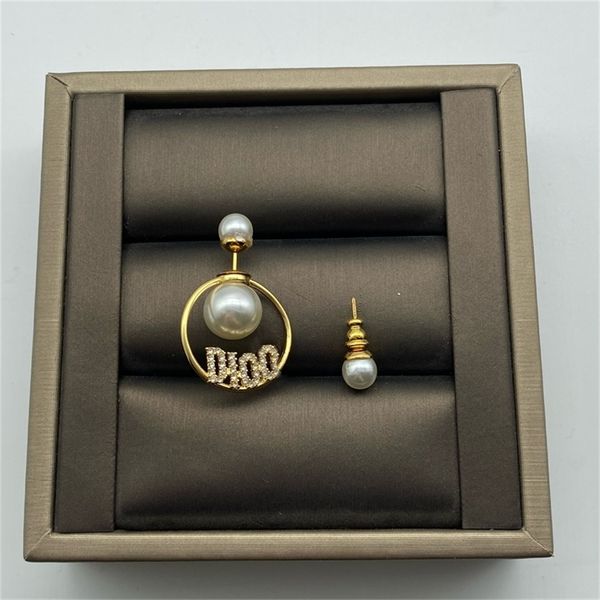 

87% off wholesale shop home new inlaid diamond pearl asymmetric earrings and for women, Golden