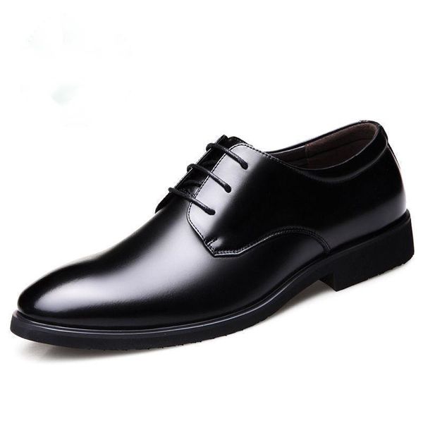 

men dress shoes leather formal big size oxford for fashion office business, Black