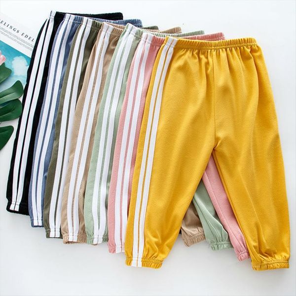 

childrens pants long thin linen silk kids boys girls bloomers trousers casual baby children sports 3 8t, Blue